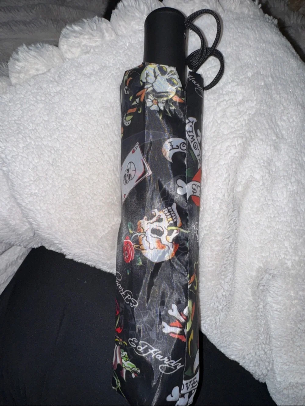 NWT Ed Hardy Auto Open/Close Compact Umbrella - Picture 3 of 3